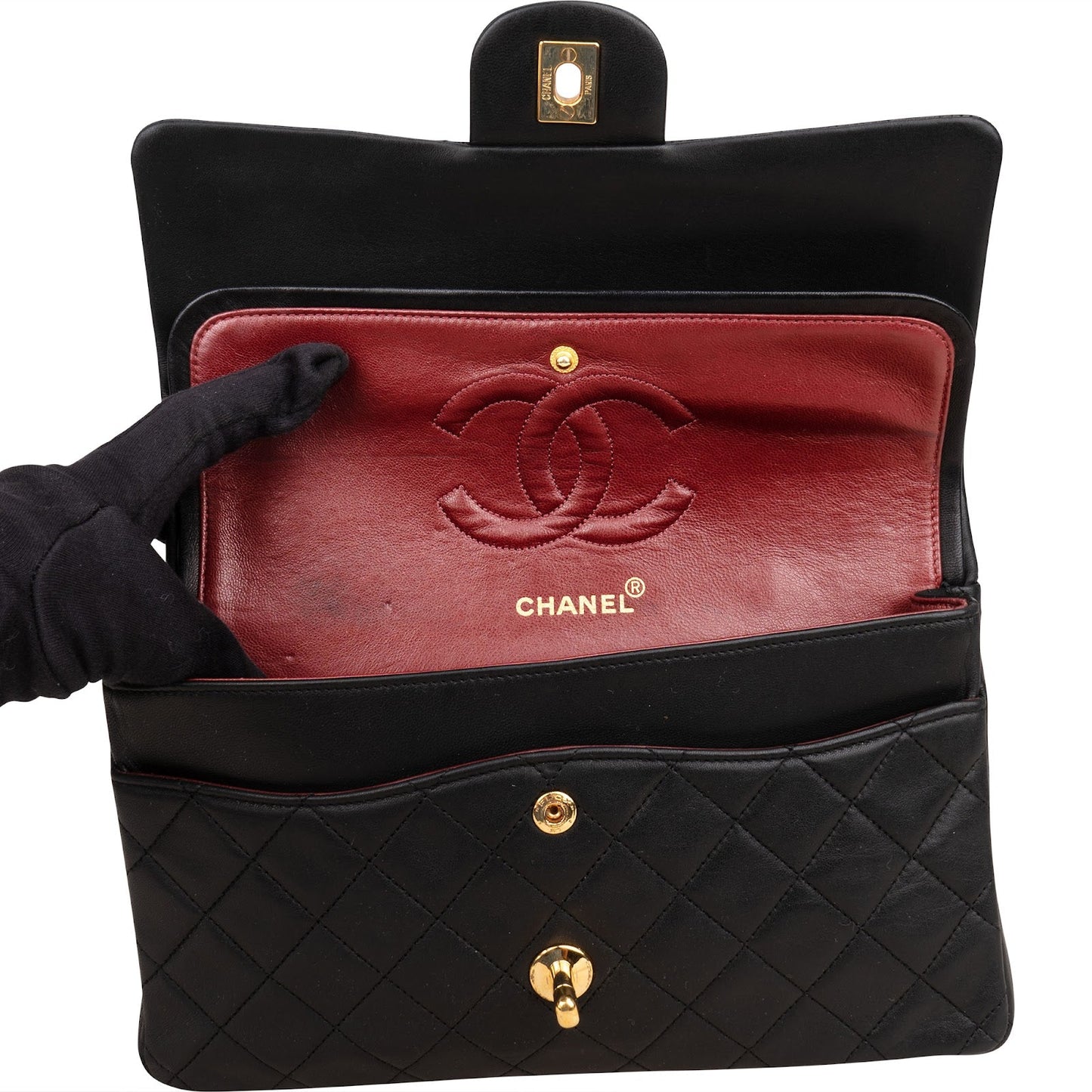 Chanel Quilted Lambskin 24K Gold Medium Double Flap Shoulder Bag