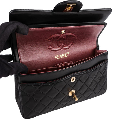 Chanel Quilted Lambskin 24K Gold Small Double Flap Shoulder Bag