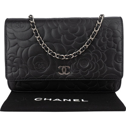 Chanel Camellia Lambskin Wallet On Chain Crossbody Bag