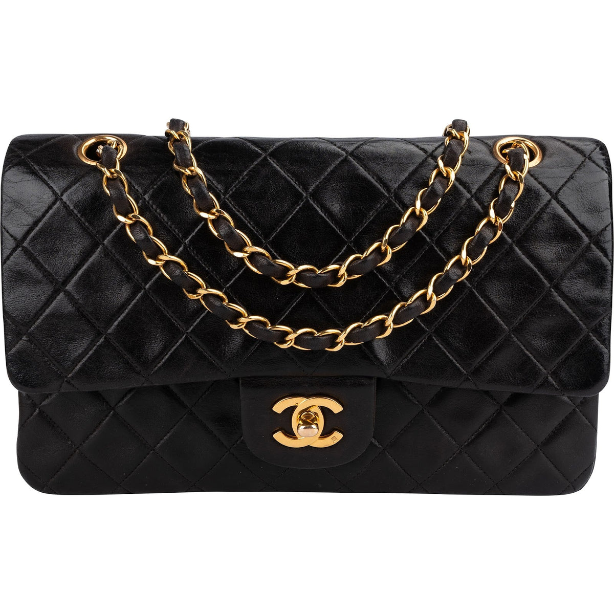 Chanel Quilted Lambskin 24K Gold Medium Double Flap Shoulder Bag
