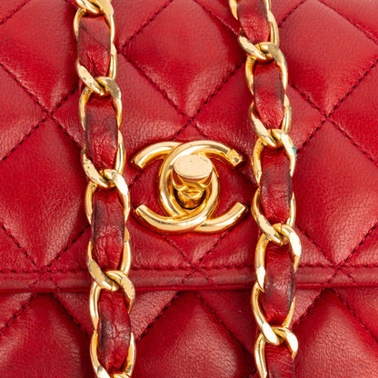 Chanel Quilted Lambskin 24K Gold Small Single Flap Crossbody Bag