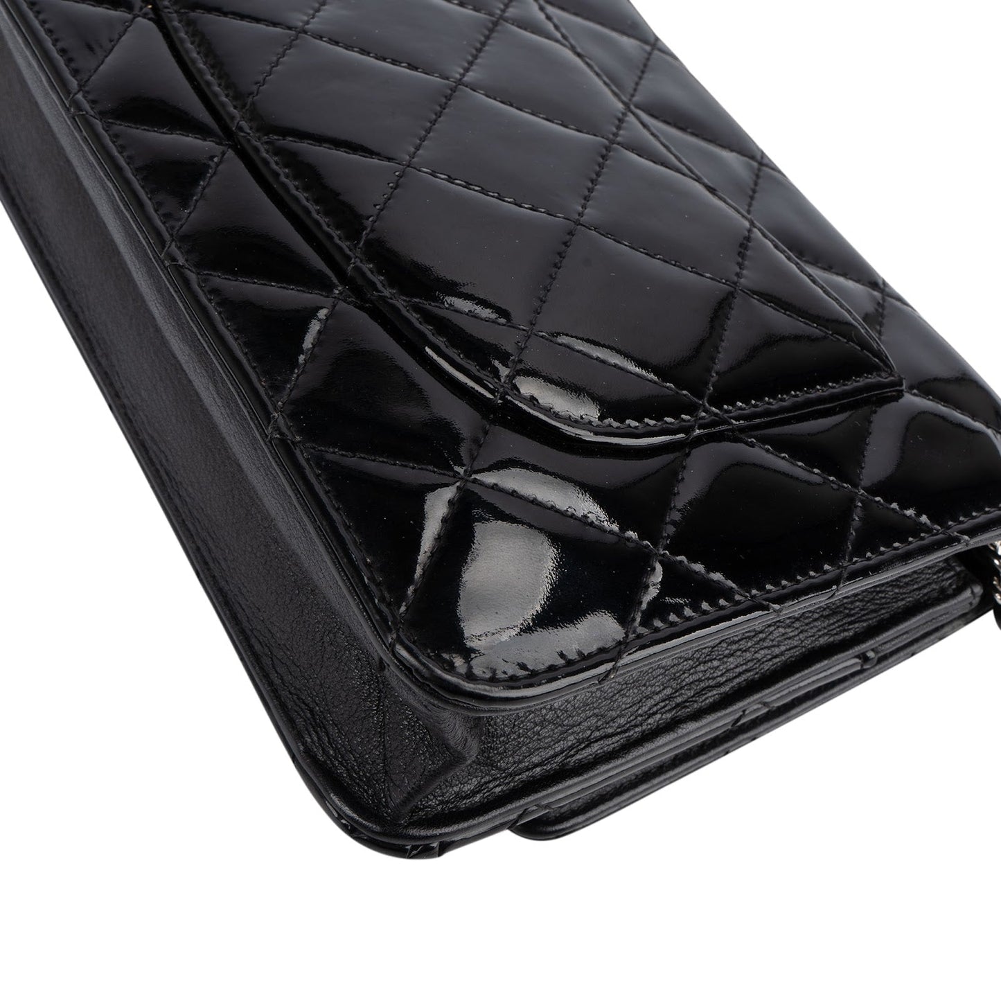Chanel Quilted Patent Leather Wallet on Chain Crossbody Bag