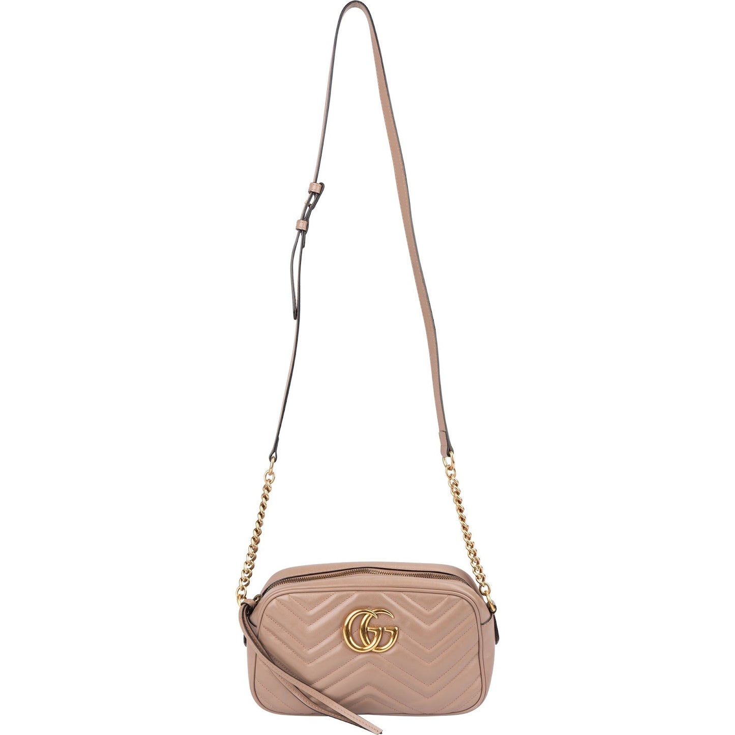 Gucci Chevron Leather GG Marmont Medium Crossbody Bag