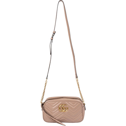 Gucci Chevron Leather GG Marmont Medium Crossbody Bag