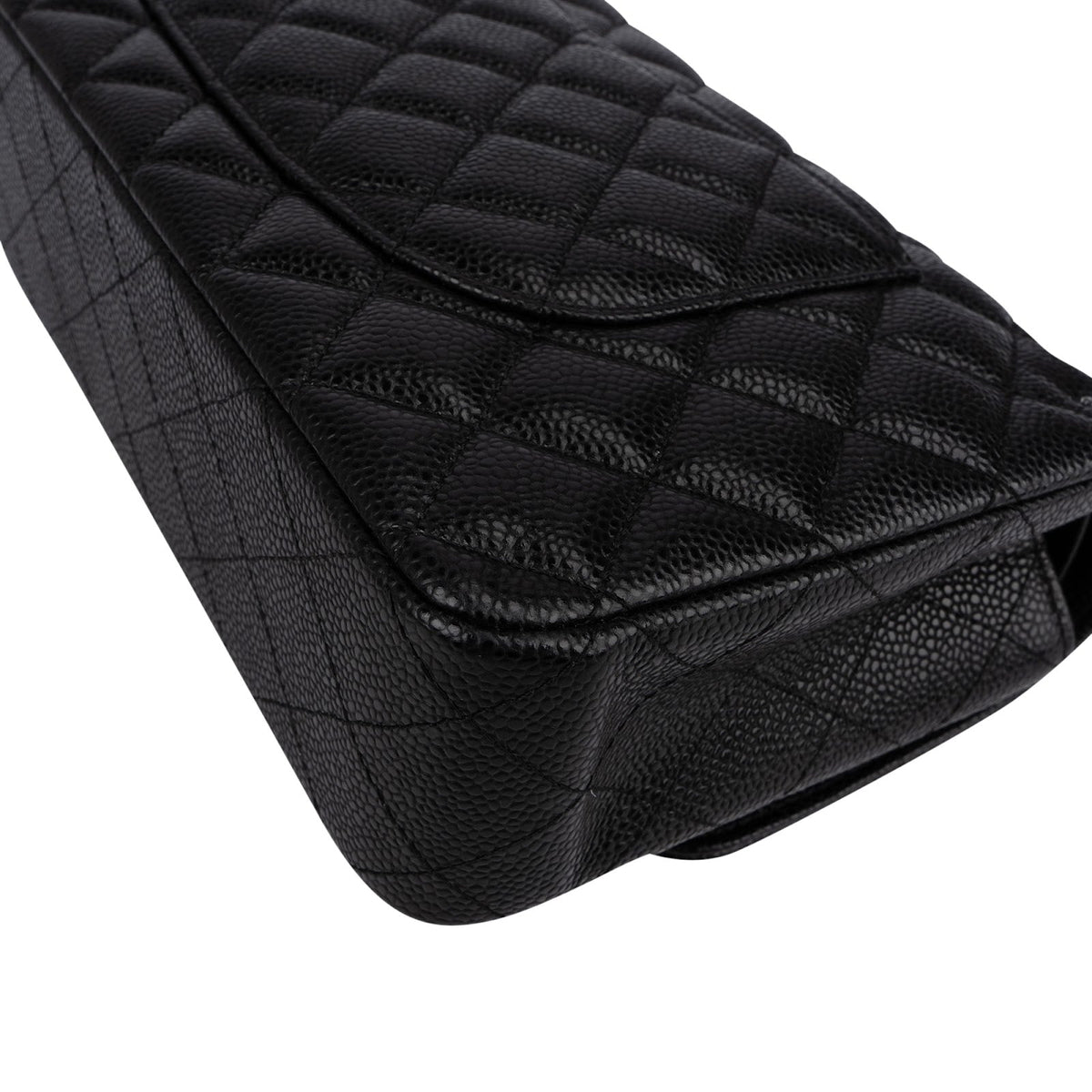 Chanel Quilted Caviar Leather Palladium Medium Double Flap Shoulder Bag