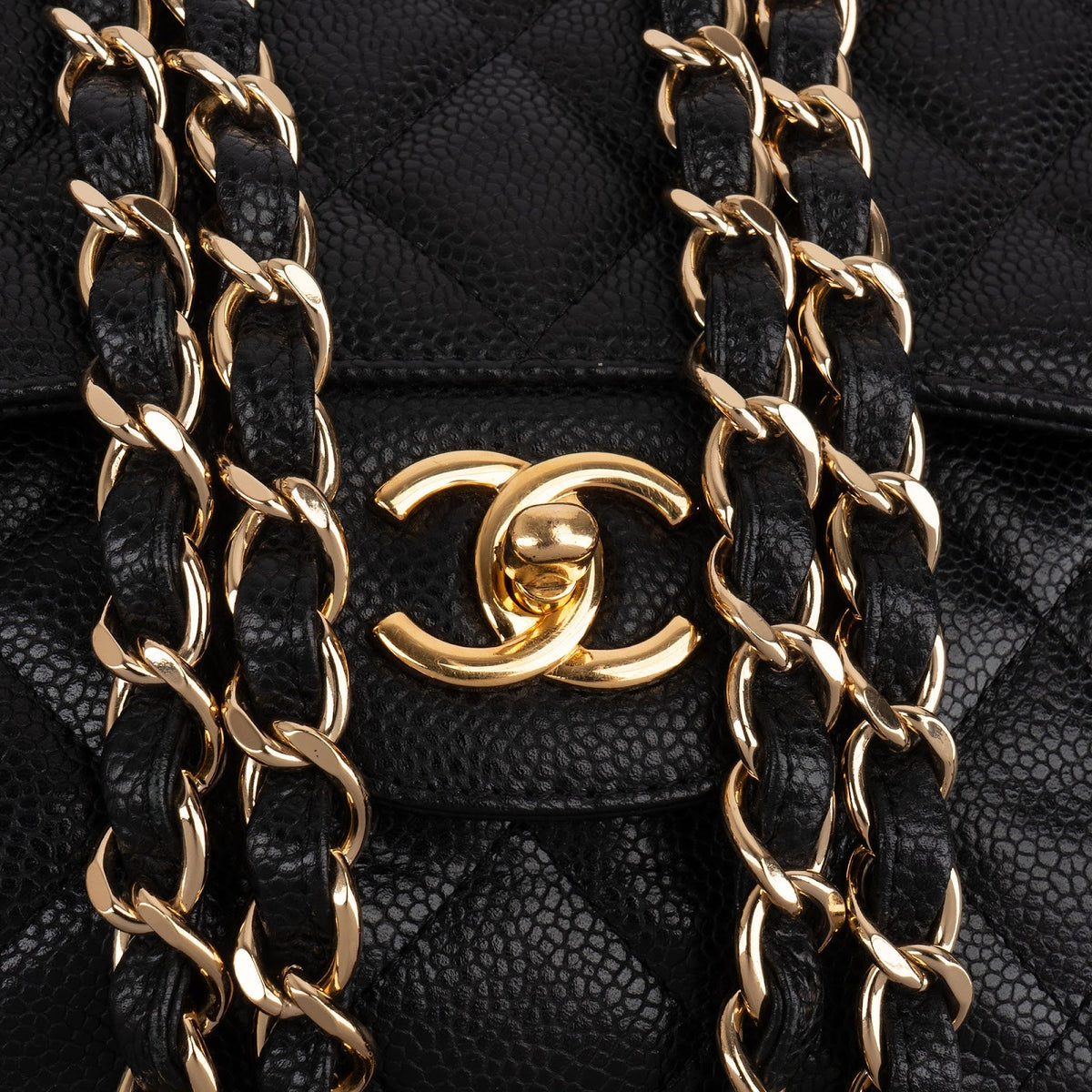 Chanel Quilted Caviar Leather Jumbo Double Flap Crossbody Bag