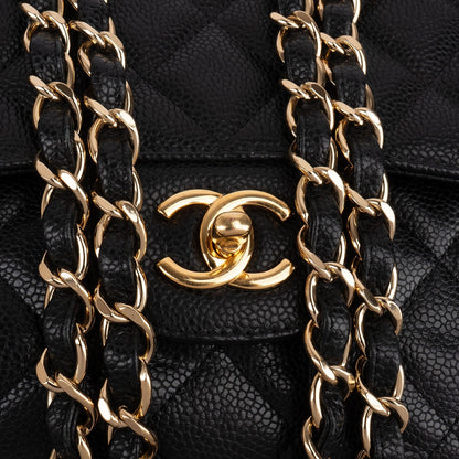 Chanel Quilted Caviar Leather Jumbo Double Flap Crossbody Bag
