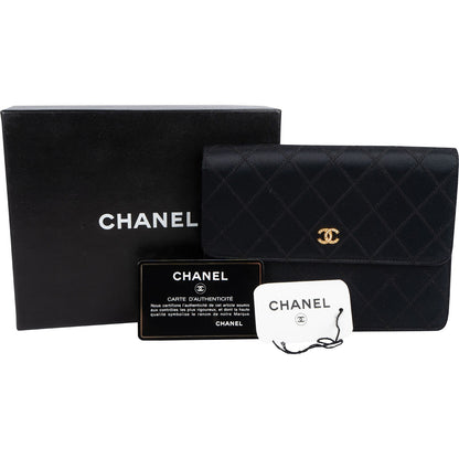 Chanel Quilted Satin Crystal CC Flap Clutch