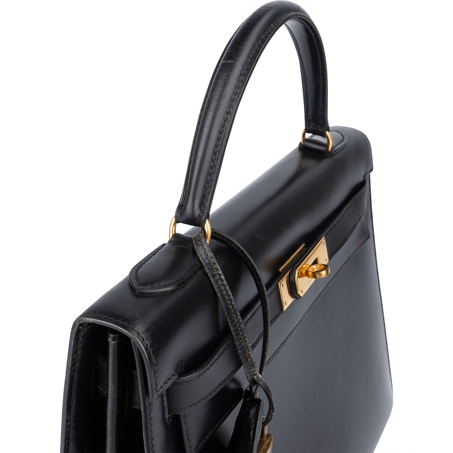 Hermès Noir Box Calf Kelly 32 Sellier Handbag