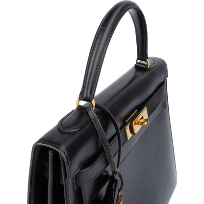 Hermès Noir Box Calf Kelly 32 Sellier Handbag