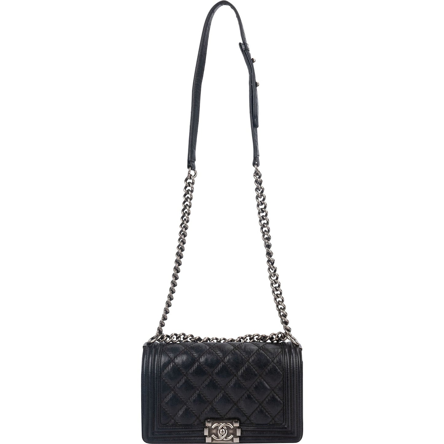 Chanel Aged Quilted Calfskin Medium Boy Crossbody Bag