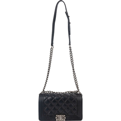 Chanel Aged Quilted Calfskin Medium Boy Crossbody Bag