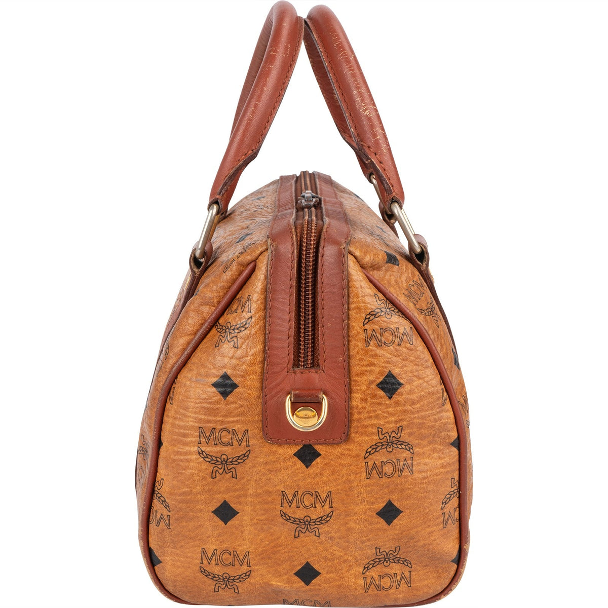 MCM Monogram Visetos Small Boston Handbag