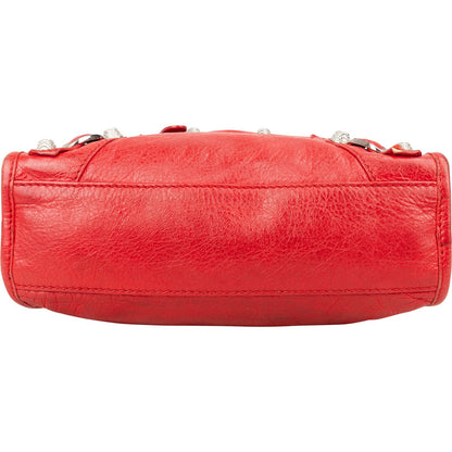 Balenciaga Red Leather Mini City Handbag