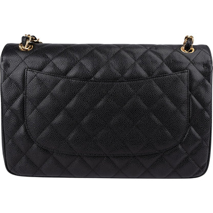 Chanel Quilted Caviar Leather Jumbo Double Flap Crossbody Bag