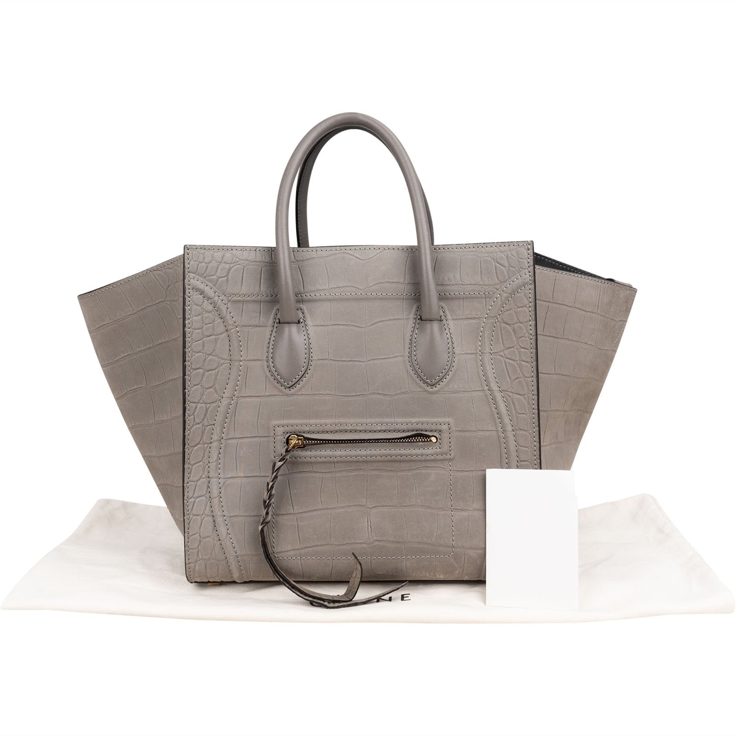 Celine Croc Embossed Leather Phantom Handbag