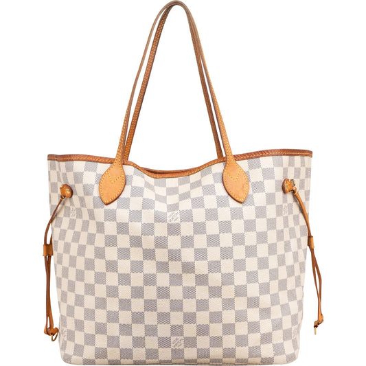 Louis Vuitton Monogram Damier Azur Neverfull MM Shoulder Bag