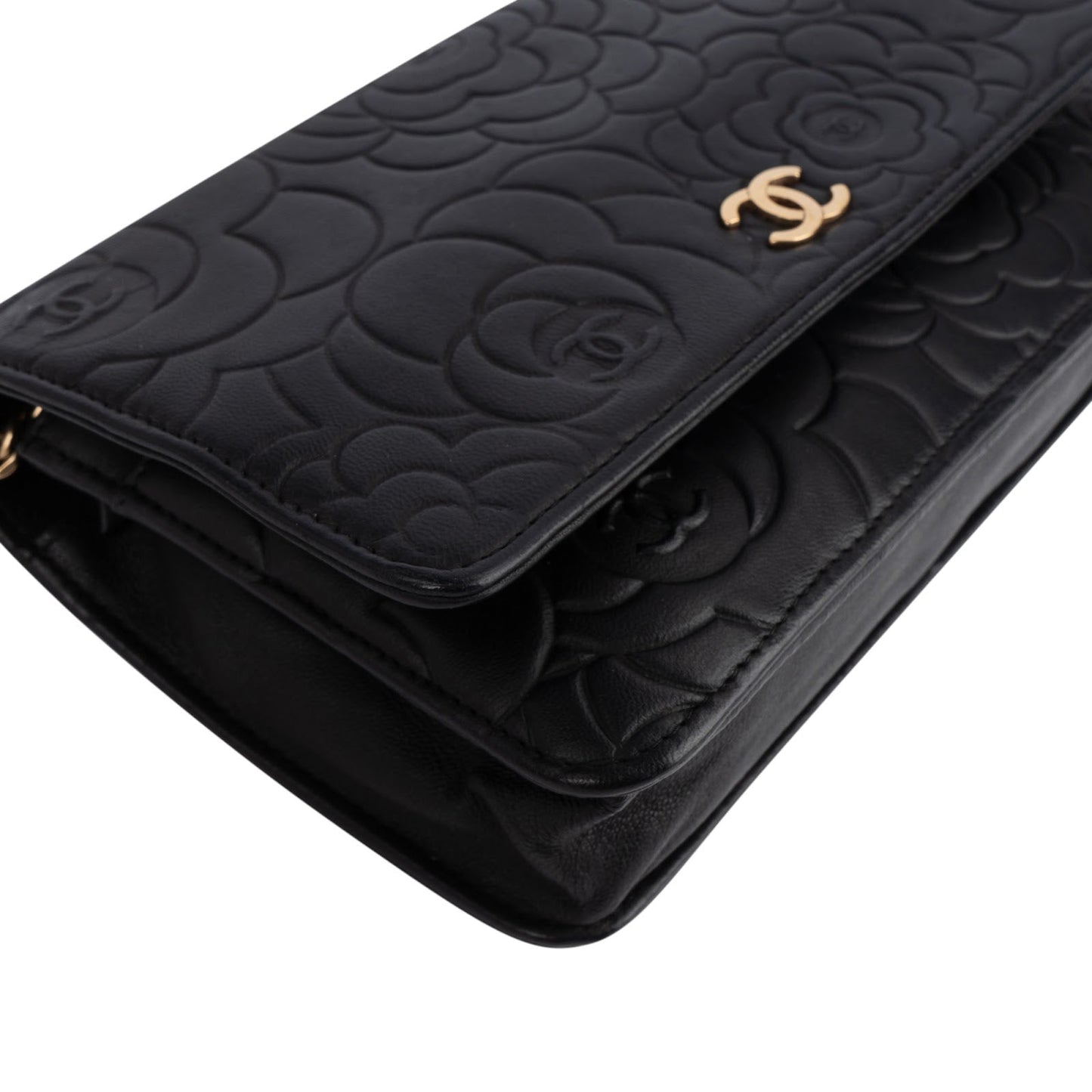 Chanel Embossed Leather Camellia Wallet On Chain Crossbody Bag