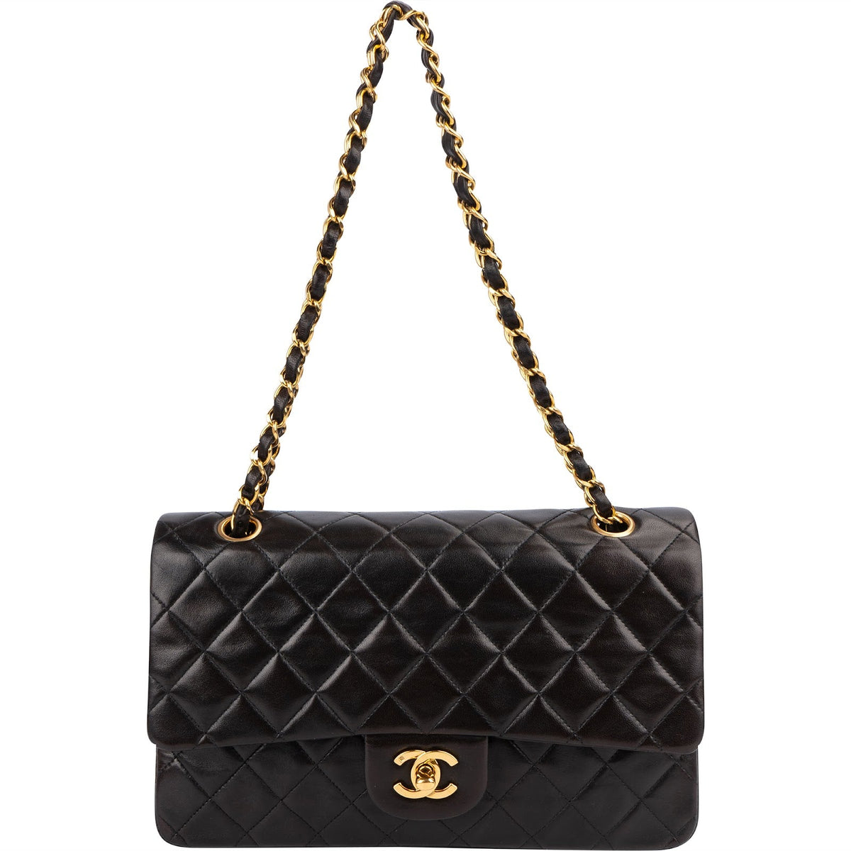Chanel Quilted Lambskin 24K Gold Double Flap Shoulder Bag
