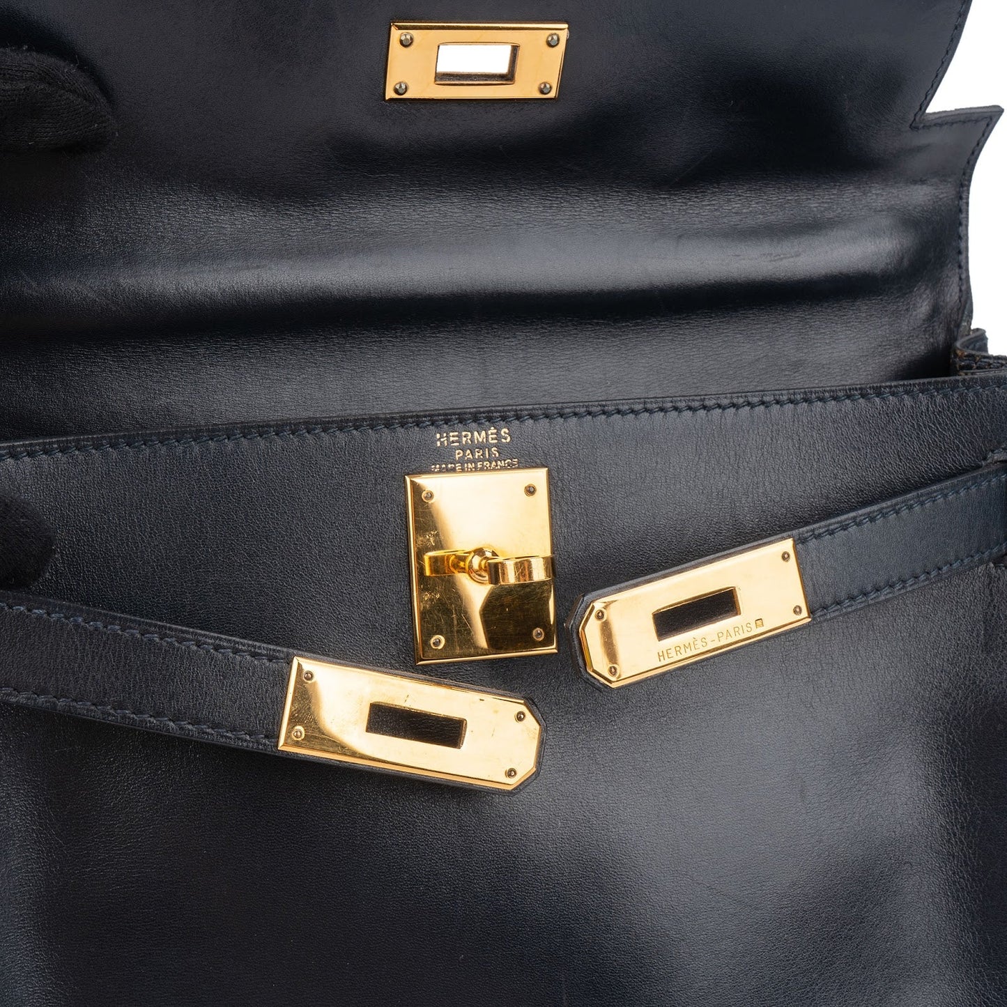 Hermès Blue Boxcalf Leather Kelly 28 Handbag