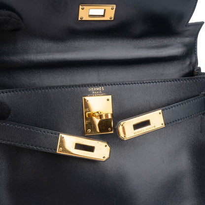 Hermès Blue Boxcalf Leather Kelly 28 Handbag