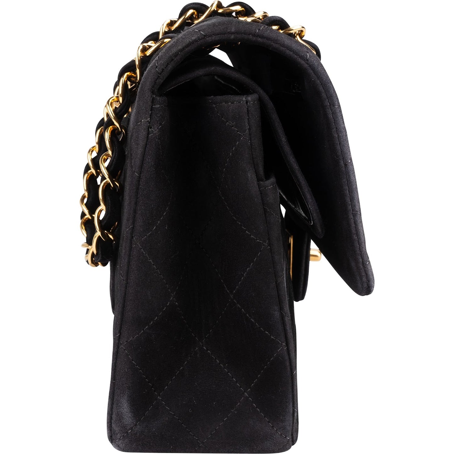 Chanel Quilted Suede 24K Gold Medium Double Flap Shoulder Bag
