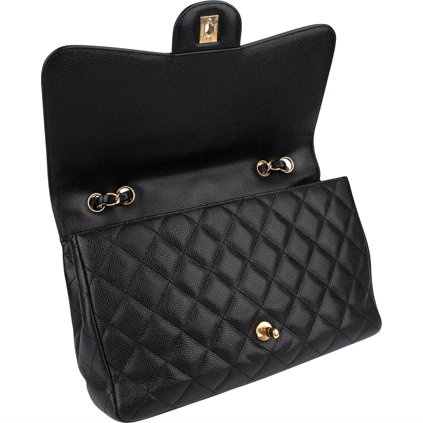 Chanel Quilted Caviar Leather Jumbo Single Flap Crossbody Bag