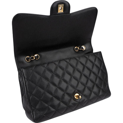 Chanel Quilted Caviar Leather Jumbo Single Flap Crossbody Bag