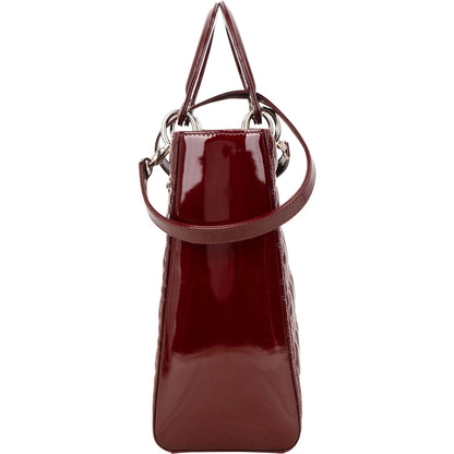 Christian Dior Quilted Patent Leather Lady Dior Handbag