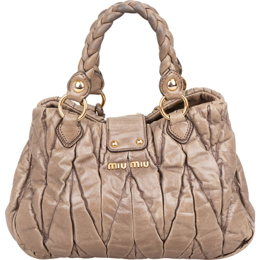 Miu Miu Vitello Lux Quilted Leather City Handbag