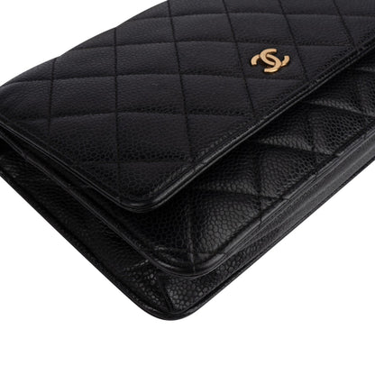 Chanel Quilted Caviar Leather Wallet On Chain Crossbody Bag