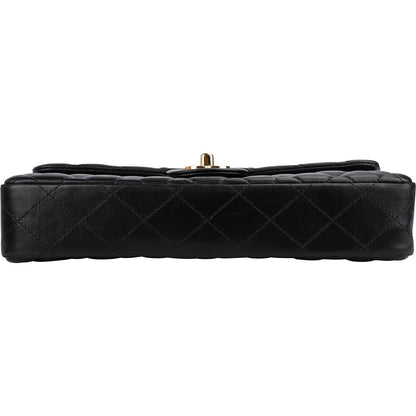 Chanel Quilted Lambskin East West Single Flap Shoulder Bag