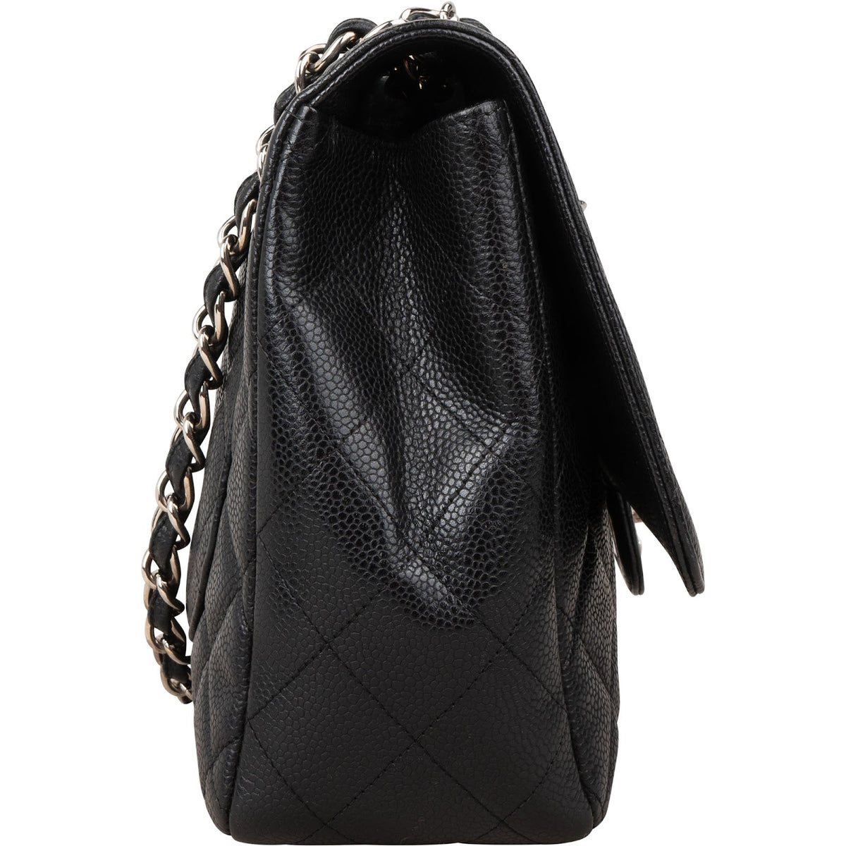 Chanel Quilted Caviar Leather Jumbo Single Flap Crossbody Bag