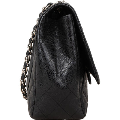 Chanel Quilted Caviar Leather Jumbo Single Flap Crossbody Bag