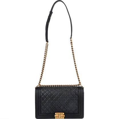 Chanel Quilted Caviar Leather Boy Single Flap Crossbody Bag