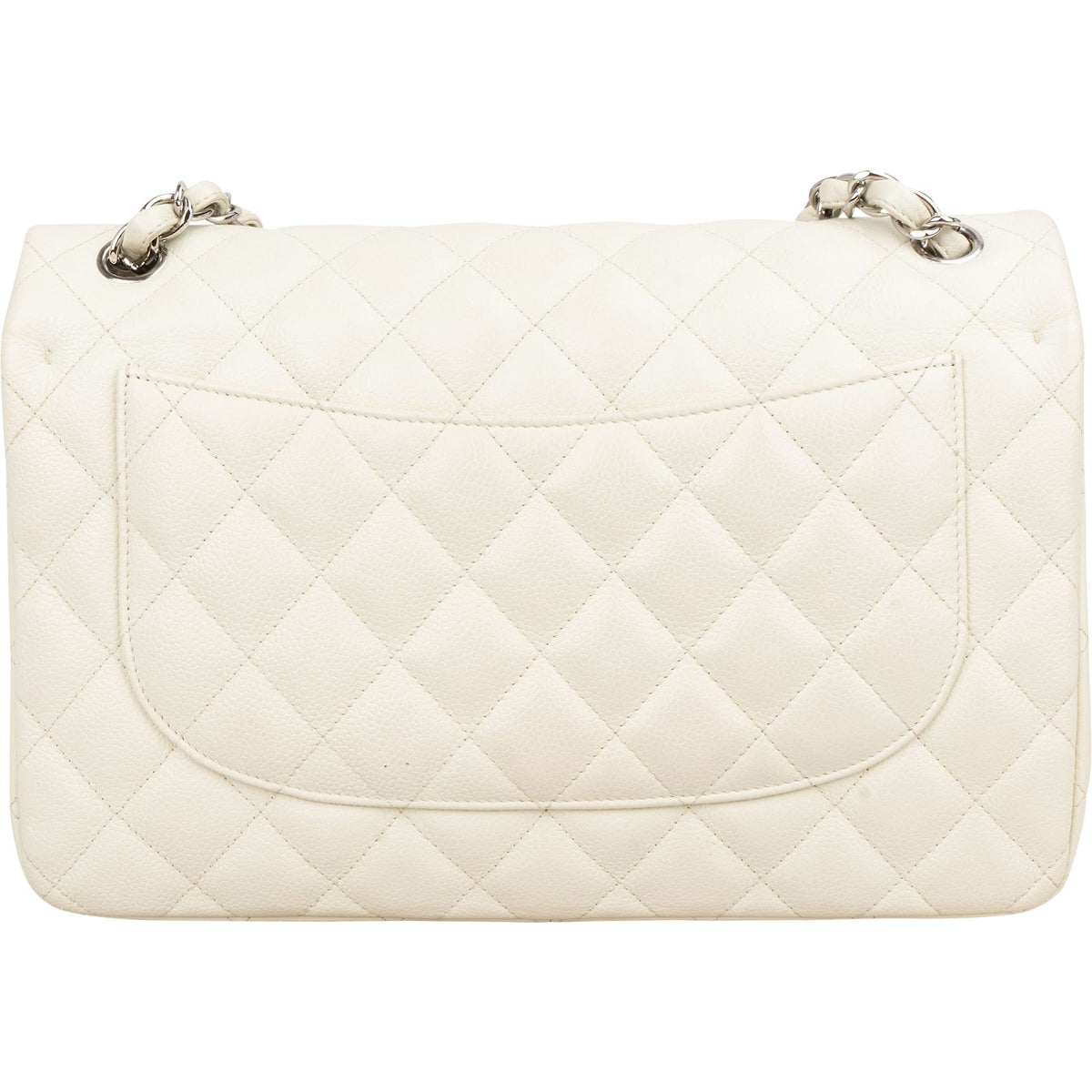 Chanel Quilted Caviar Leather Palladium Jumbo Double Flap Crossbody Bag