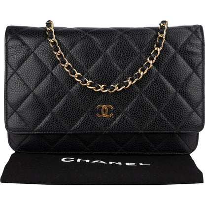 Chanel Quilted Caviar Leather Wallet On Chain Crossbody Bag