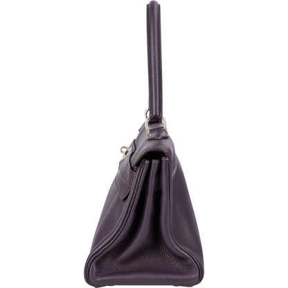 Hermès Raisin Clemence Leather Kelly 40 JPG Shoulder Bag