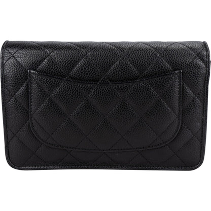 Chanel Quilted Caviar Leather Wallet On Chain Crossbody Bag