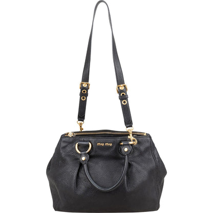 Miu Miu Vitello Daino Leather Tote Hobo Handbag