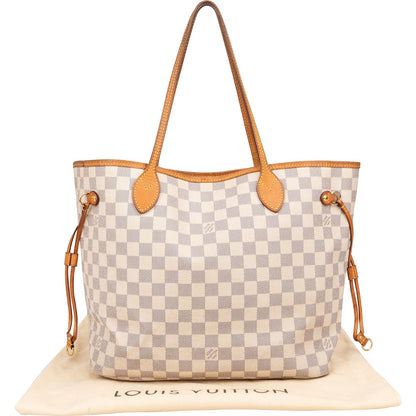 Louis Vuitton Monogram Damier Azur Canvas Neverfull MM Shoulder Bag