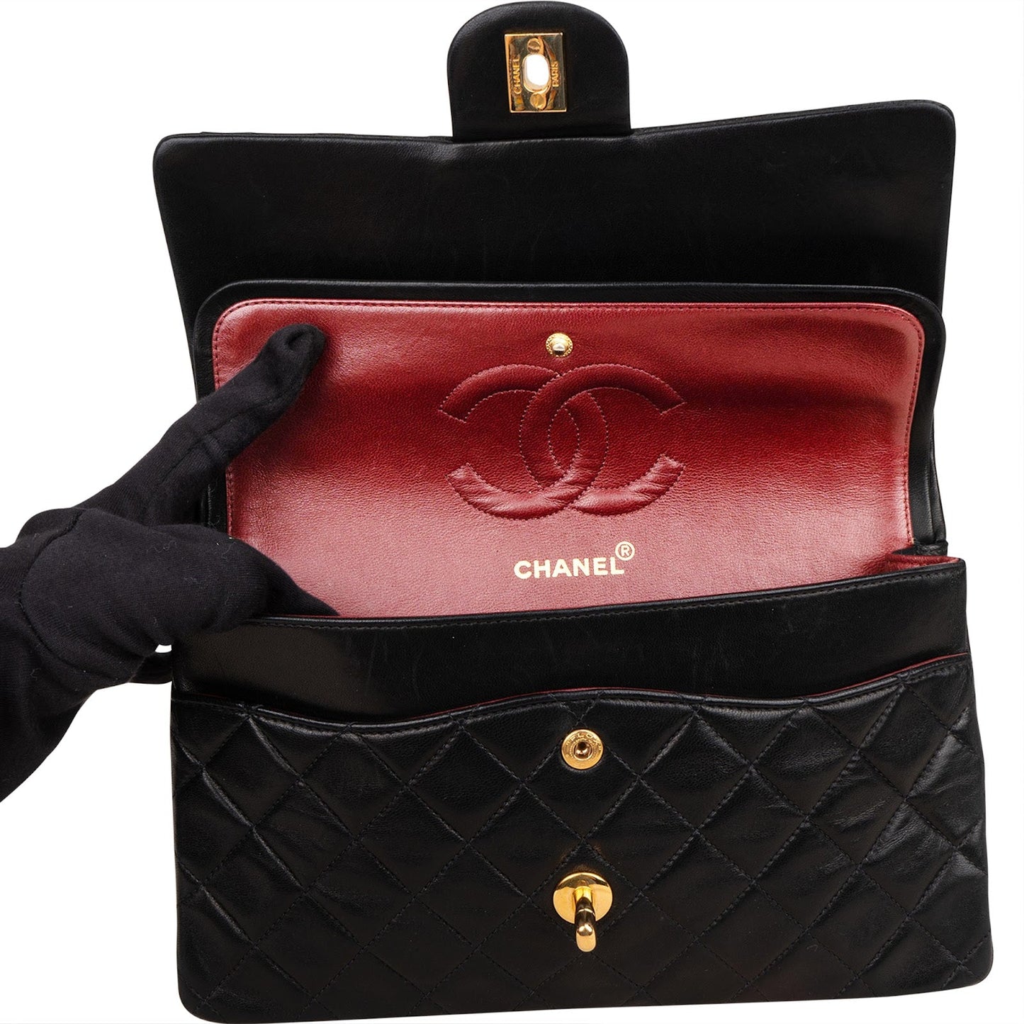 Chanel Quilted Lambskin Medium 24K Gold Double Flap Shoulder Bag
