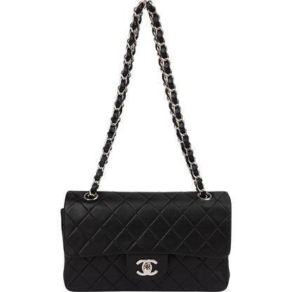 Chanel Quilted Lambskin Palladium Small Double Flap Shoulder Bag