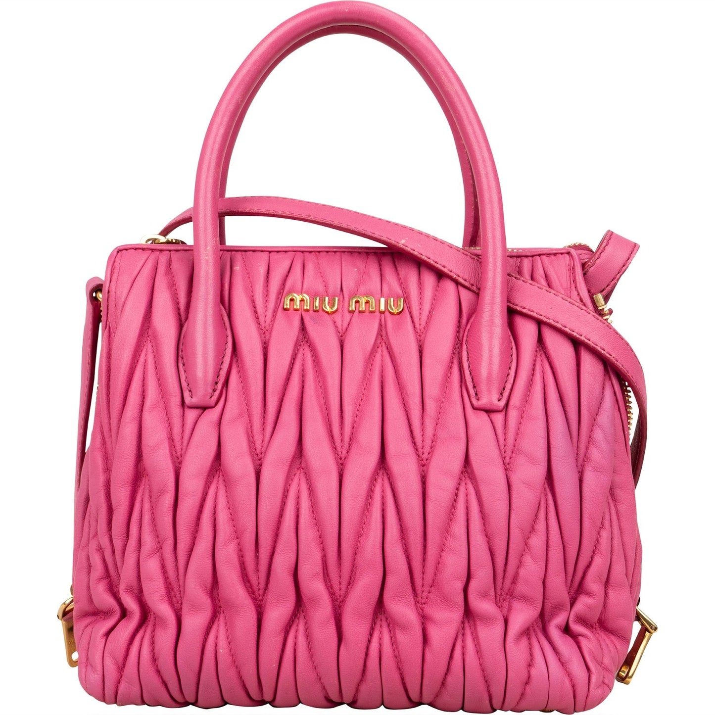 Miu Miu Pink Matelassé Nappa Leather Handbag