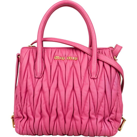 Miu Miu Pink Matelassé Nappa Leather Handbag