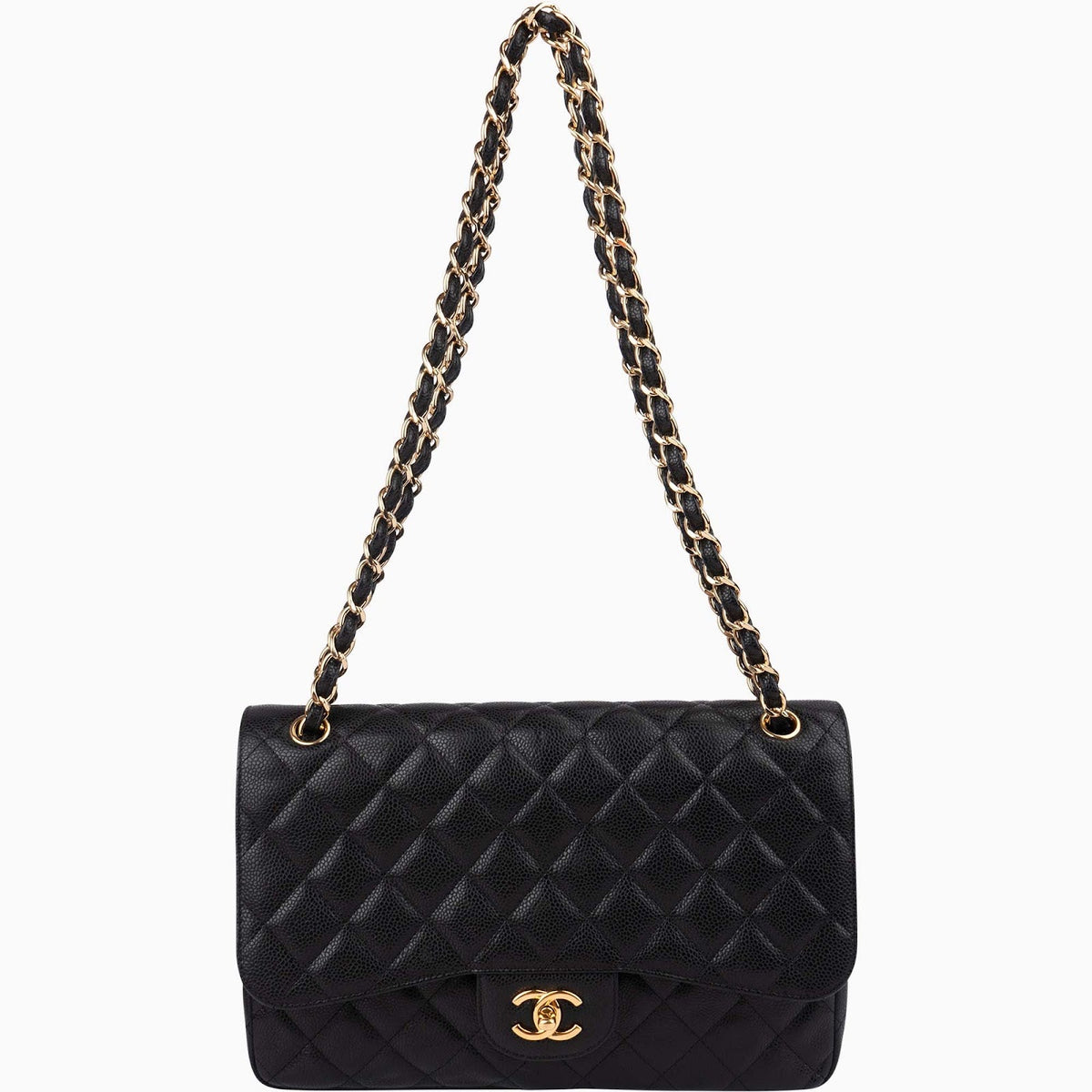 Chanel Quilted Caviar Leather Jumbo Double Flap Crossbody Bag