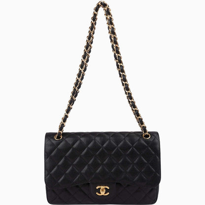 Chanel Quilted Caviar Leather Jumbo Double Flap Crossbody Bag