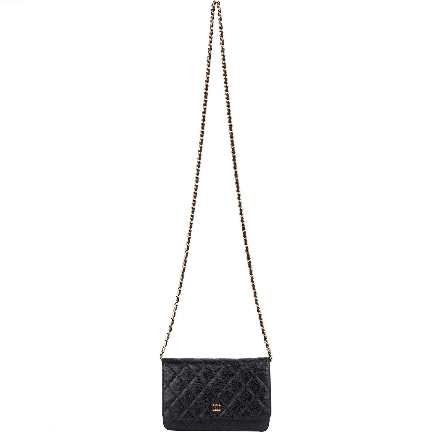 Chanel Quilted Caviar Leather Wallet On Chain Crossbody Bag