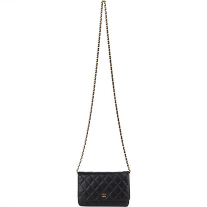 Chanel Quilted Caviar Leather Wallet On Chain Crossbody Bag