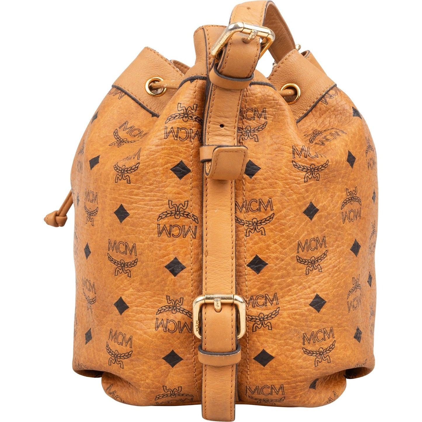 MCM Monogram Visetos Drawstring Bucket Crossbody Bag